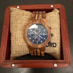 JORD Men's Wooden Chronograph Watch - Brown and Blue
